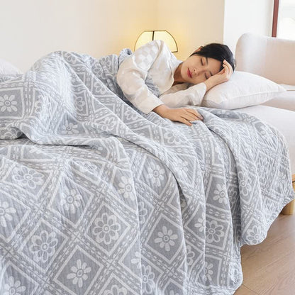 Couverture d'été douce en gaze de coton jacquard