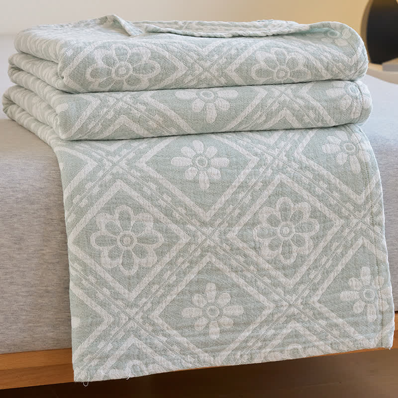 Couverture d'été douce en gaze de coton jacquard