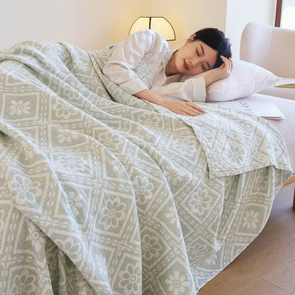 Couverture d'été douce en gaze de coton jacquard