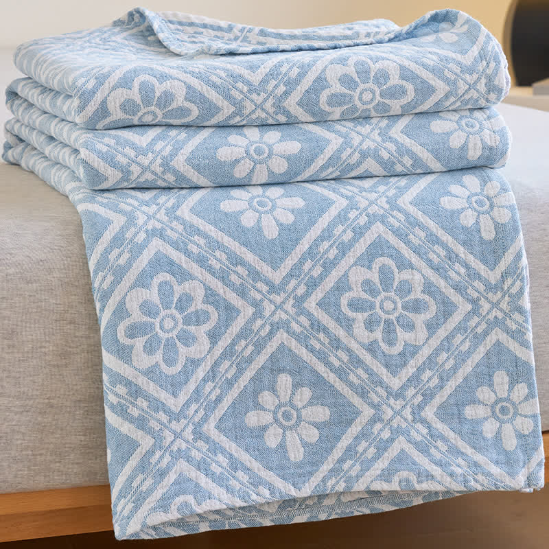 Couverture d'été douce en gaze de coton jacquard