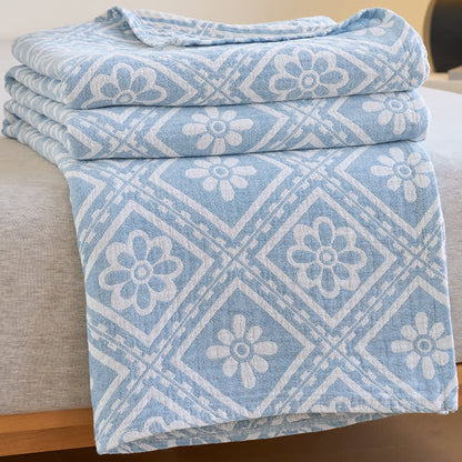 Couverture d'été douce en gaze de coton jacquard