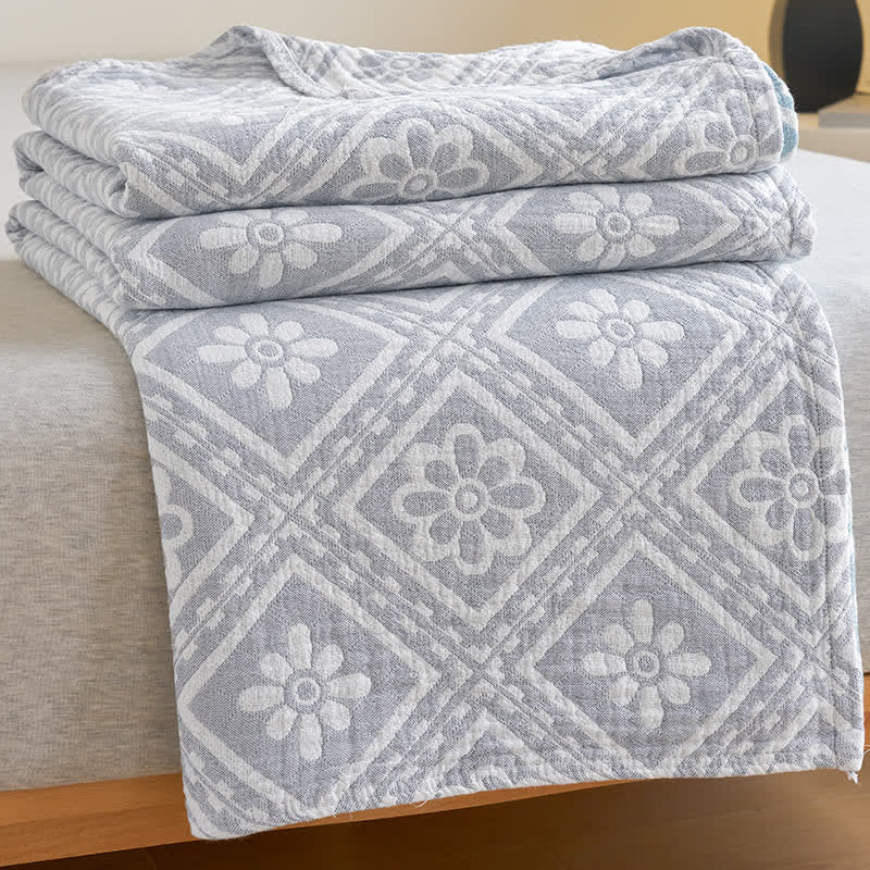 Couverture d'été douce en gaze de coton jacquard
