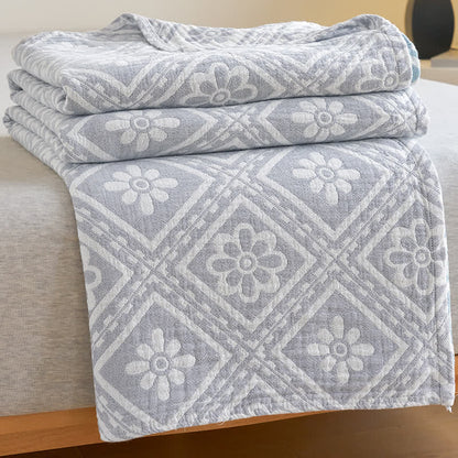 Couverture d'été douce en gaze de coton jacquard
