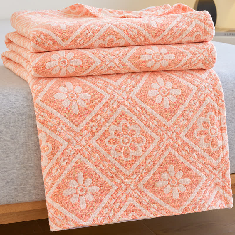 Couverture d'été douce en gaze de coton jacquard