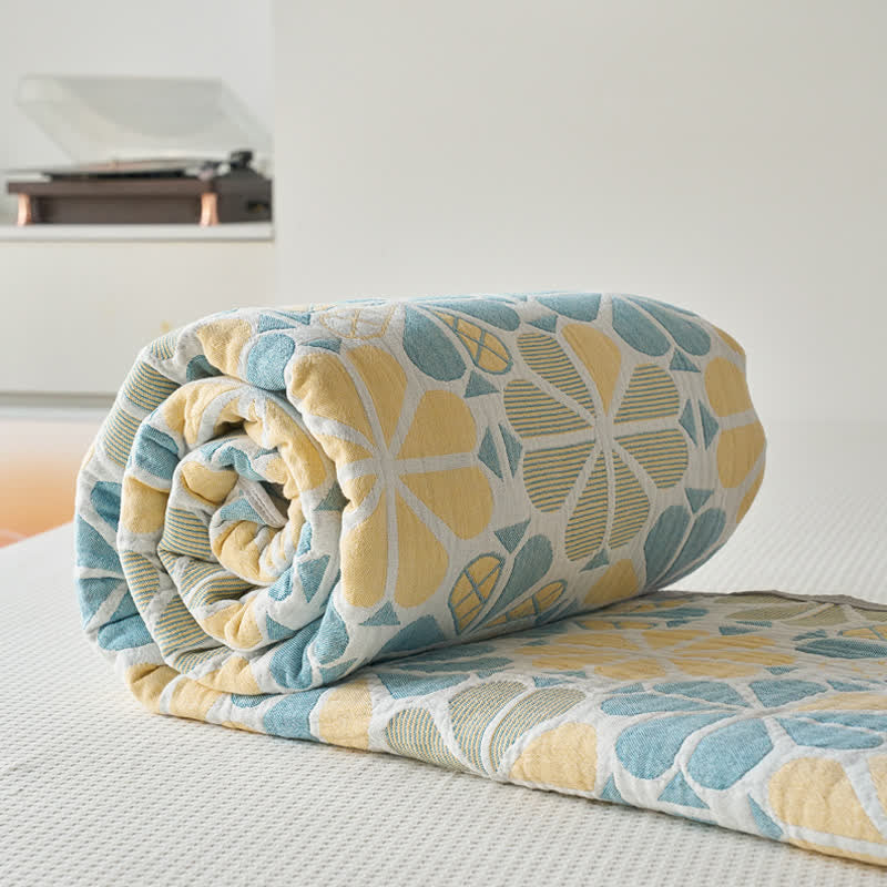 Couette d'été en gaze de coton à six couches avec motif floral