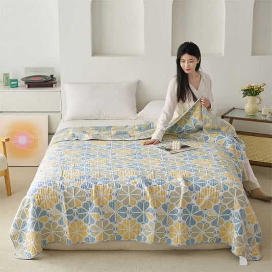 Couette d'été en gaze de coton à six couches avec motif floral