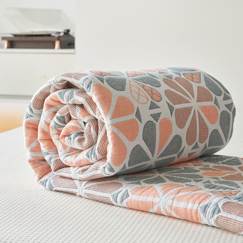 Couette d'été en gaze de coton à six couches avec motif floral