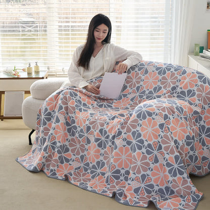 Couette d'été en gaze de coton à six couches avec motif floral