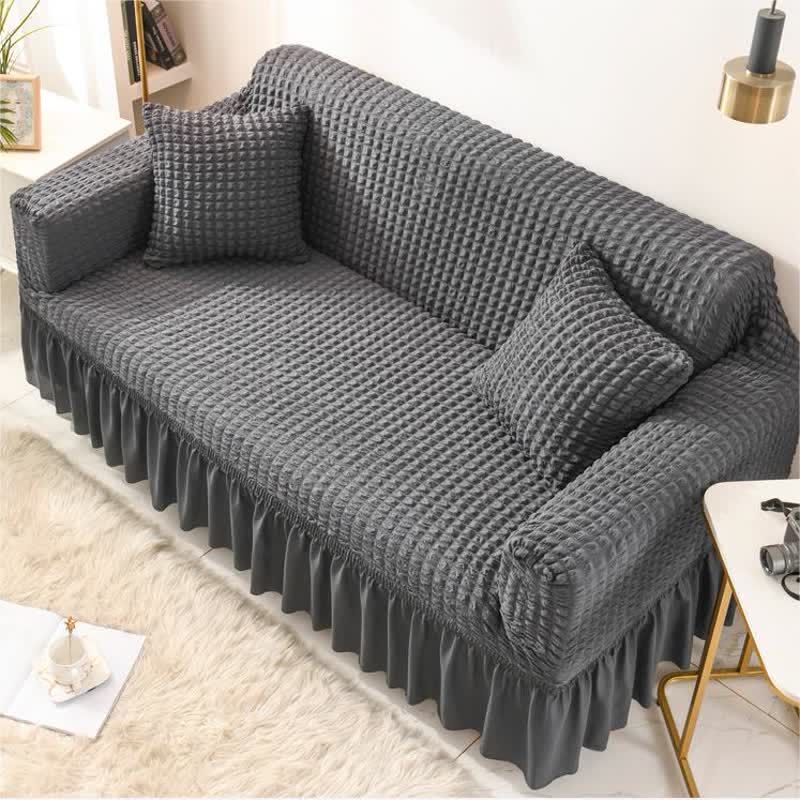 Housse de canapé élastique à volants au style simple