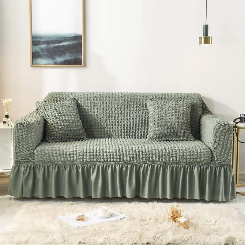 Housse de canapé élastique à volants au style simple