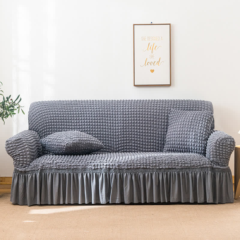 Housse de canapé élastique à volants au style simple