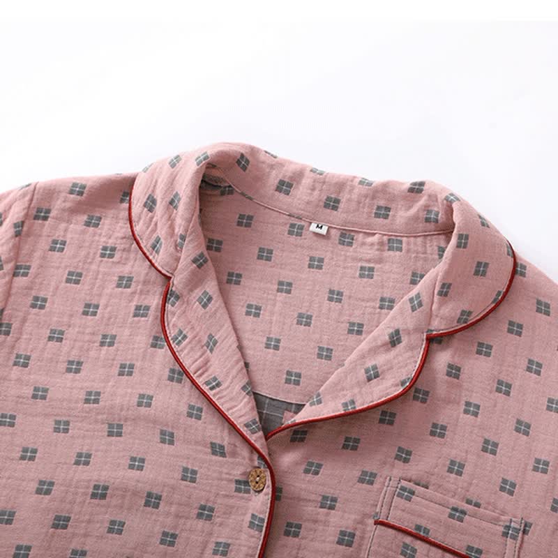 Ensemble de vêtements d'intérieur en coton jacquard à carreaux