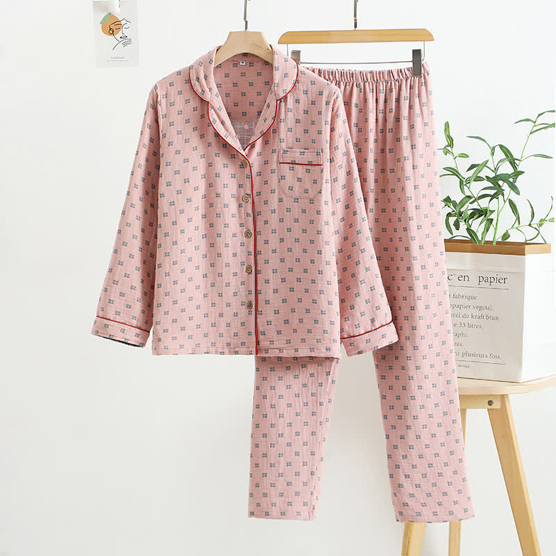 Ensemble de vêtements d'intérieur en coton jacquard à carreaux