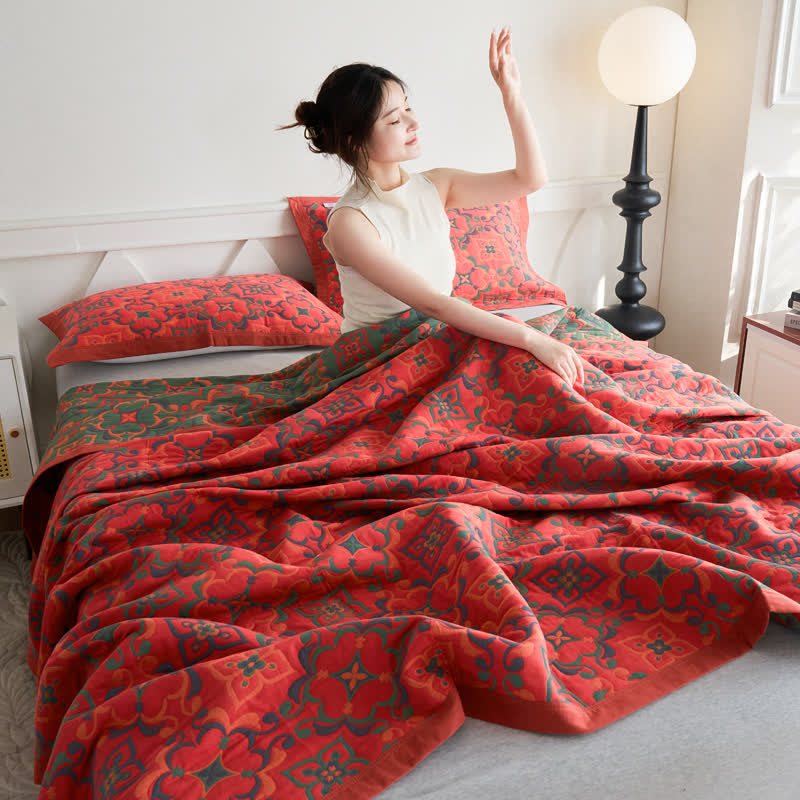 Couverture douce en gaze de coton jacquard
