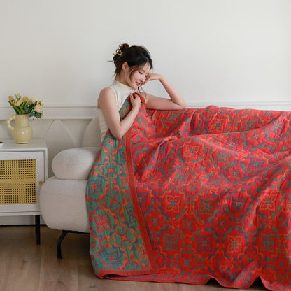 Couverture douce en gaze de coton jacquard