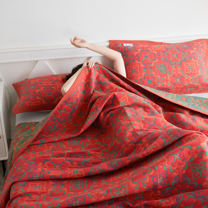 Couverture douce en gaze de coton jacquard