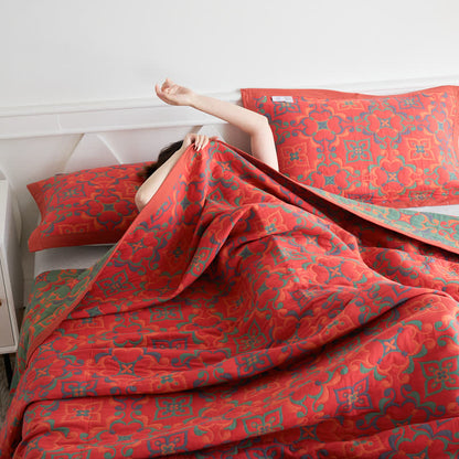Couverture douce en gaze de coton jacquard