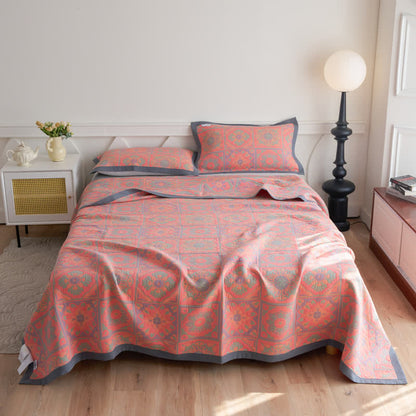 Couette luxueuse en gaze de coton avec motif floral jacquard