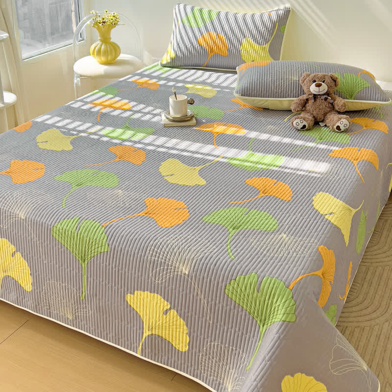 Couette luxueuse et douce en pur coton avec feuille de ginkgo