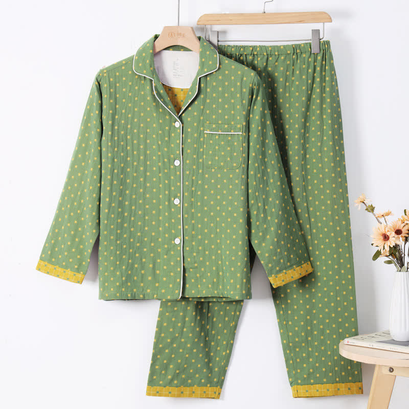 Ensemble de vêtements d'intérieur en coton jacquard à carreaux