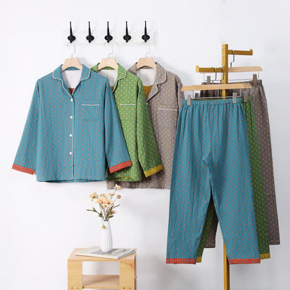 Ensemble de vêtements d'intérieur en coton jacquard à carreaux
