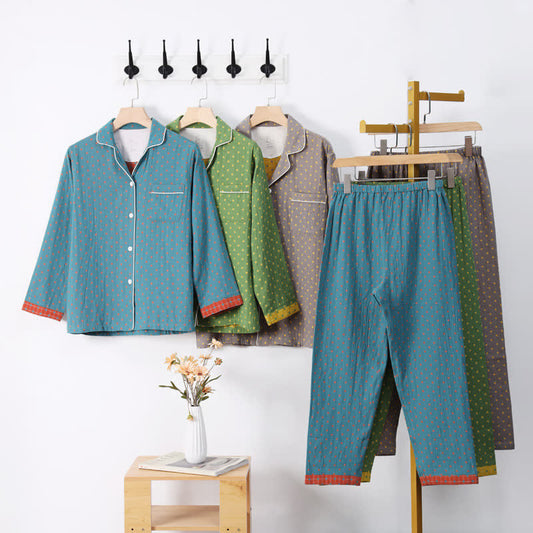 Ensemble de vêtements d'intérieur en coton jacquard à carreaux