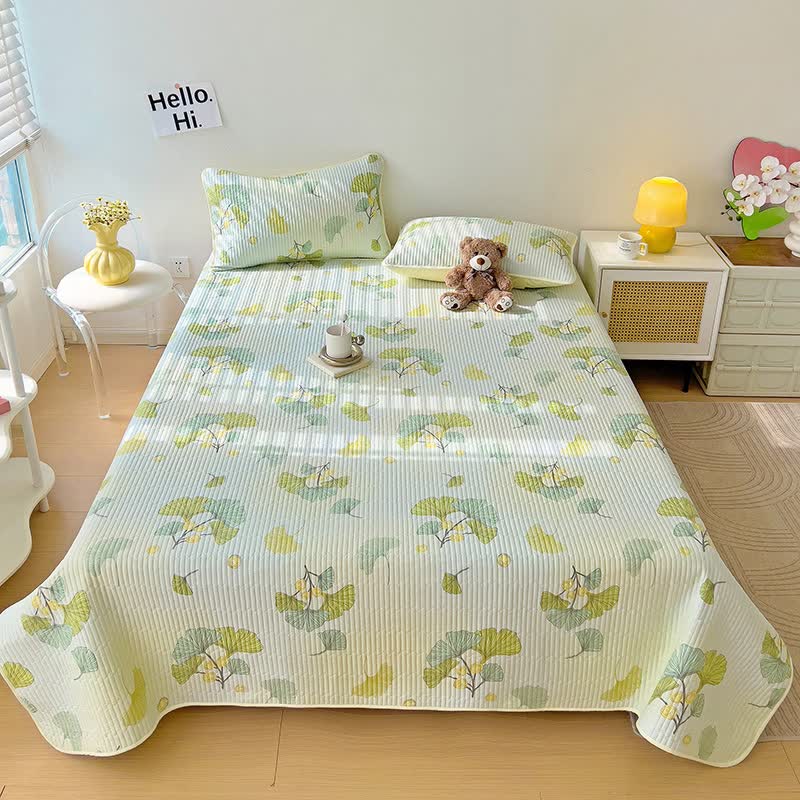 Couette douce en pur coton avec motif floral de feuilles de ginkgo