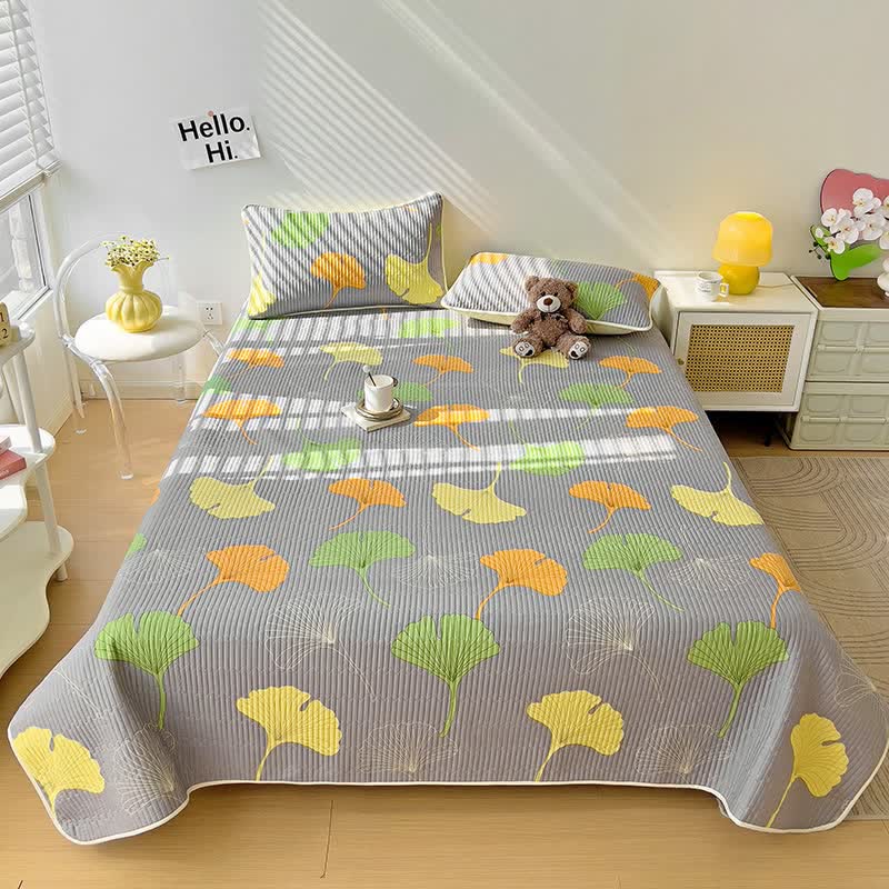 Couette luxueuse et douce en pur coton avec feuille de ginkgo