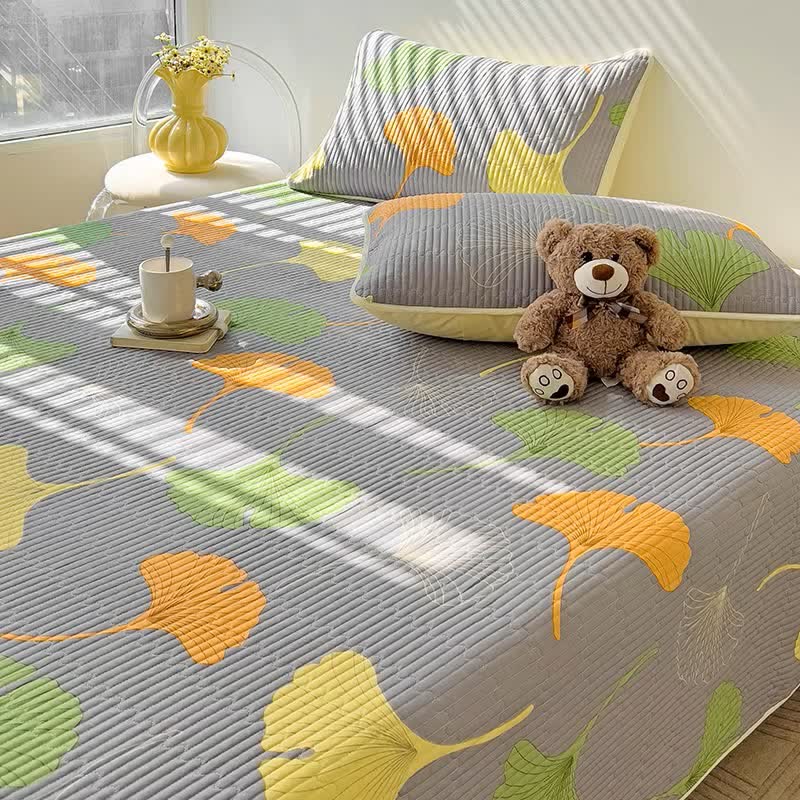 Couette luxueuse et douce en pur coton avec feuille de ginkgo