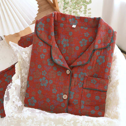 Ensemble pyjama en gaze double épaisseur à motif floral