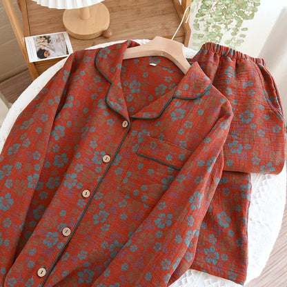 Ensemble pyjama en gaze double épaisseur à motif floral