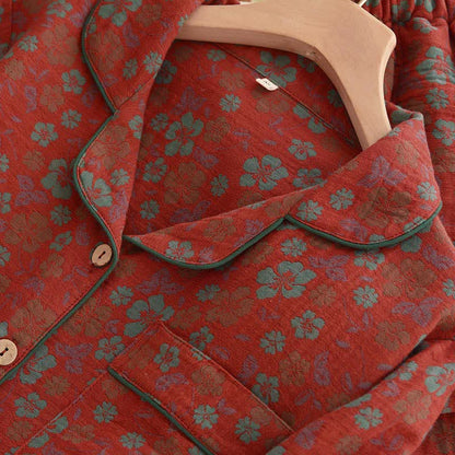 Ensemble pyjama en gaze double épaisseur à motif floral