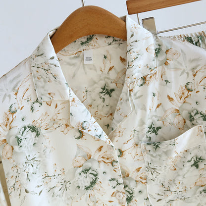 Ensemble de nuit de style campagnard avec revers en satin