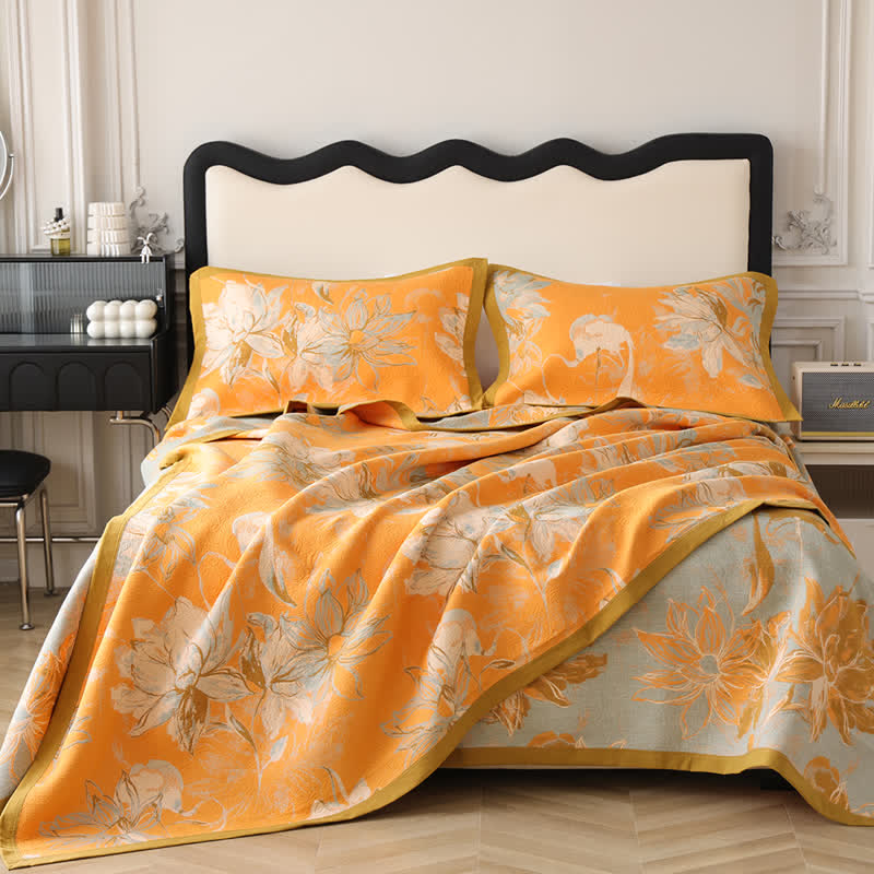Couette en gaze de coton respirante avec fleurs en fleurs - 2 taies d'oreiller - 50 cm x 80 cm - image 1
