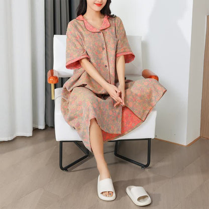 Chemise de nuit longue en pur coton de style pastoral