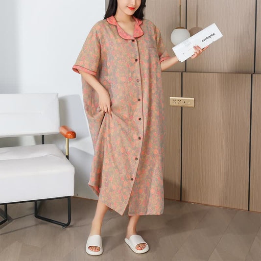 Chemise de nuit longue en pur coton de style pastoral
