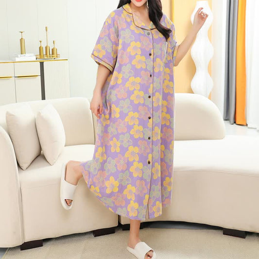 Pyjama en pur coton à imprimé floral en grande taille