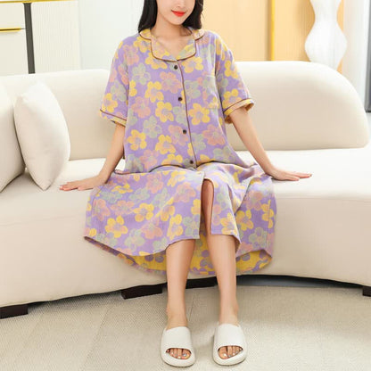 Pyjama en pur coton à imprimé floral en grande taille