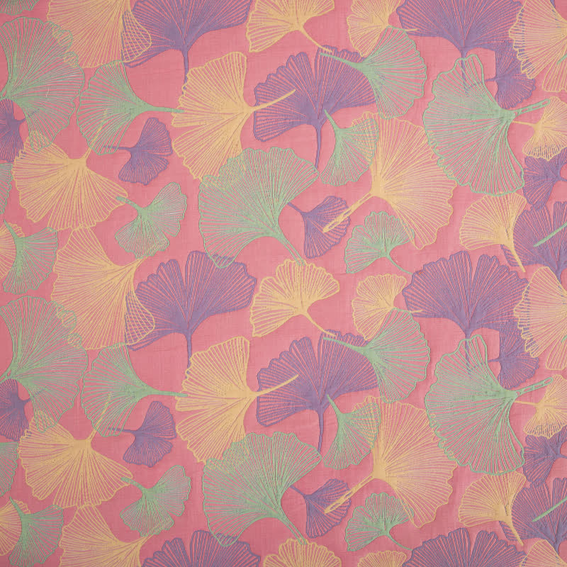 Couette en gaze de coton à trois couches avec feuilles de ginkgo