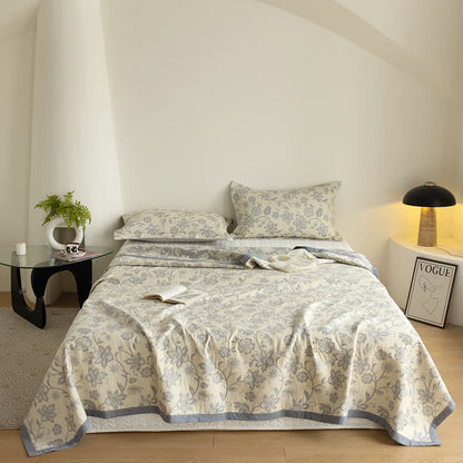 Couette d'été rustique à motif floral en gaze de coton
