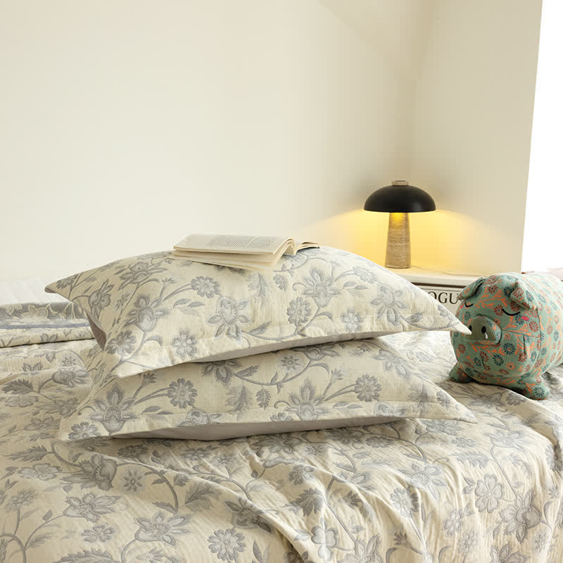 Couette d'été rustique à motif floral en gaze de coton