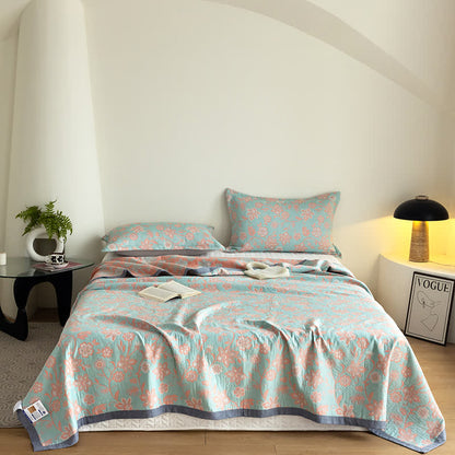Couette d'été rustique à motif floral en gaze de coton
