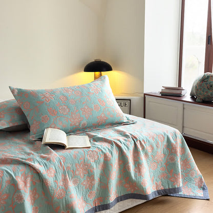 Couette d'été rustique à motif floral en gaze de coton