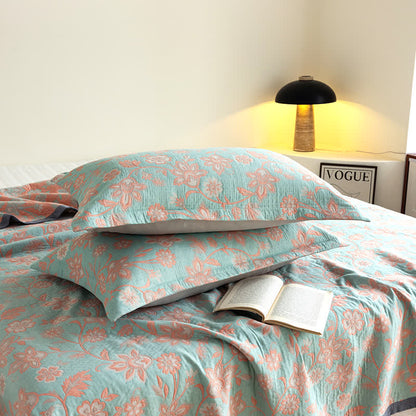 Couette d'été rustique à motif floral en gaze de coton