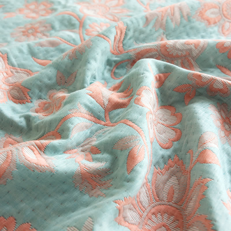 Couette d'été rustique à motif floral en gaze de coton