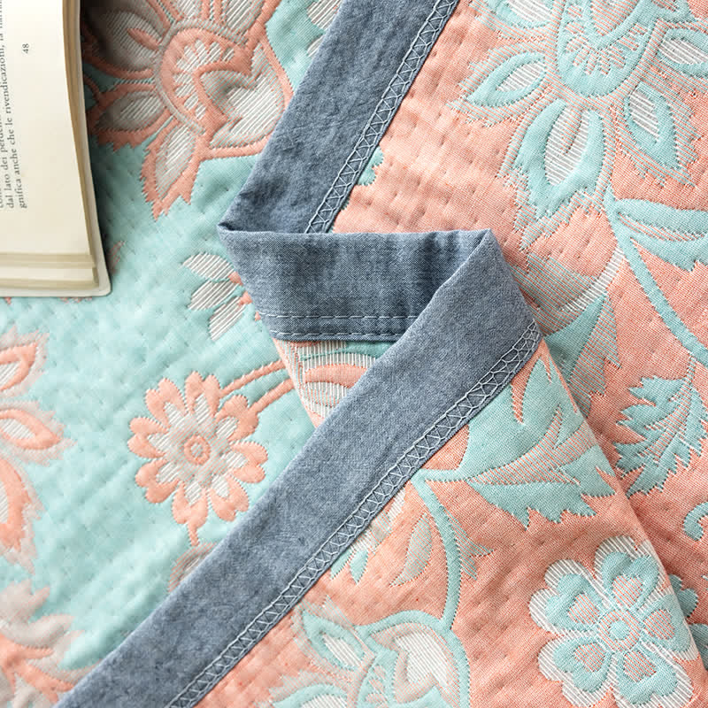 Couette d'été rustique à motif floral en gaze de coton