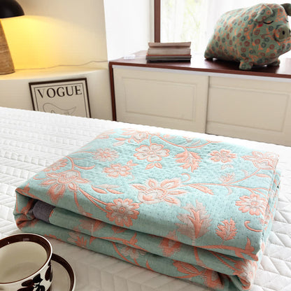 Couette d'été rustique à motif floral en gaze de coton