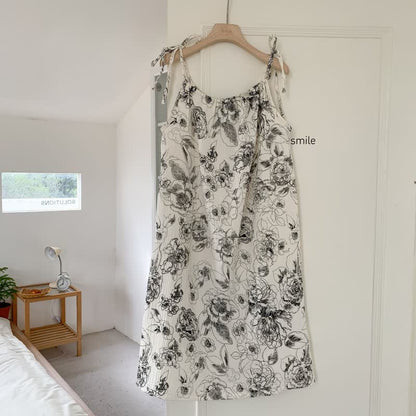 Chemise de nuit d'été en pur coton à motif floral