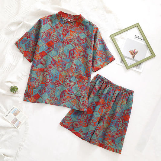 Ensemble pyjama en gaze double épaisseur en coton vintage