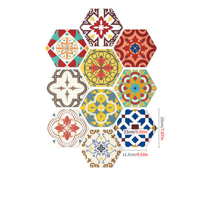 Stickers muraux hexagonaux imperméables de style vintage (10 pièces)